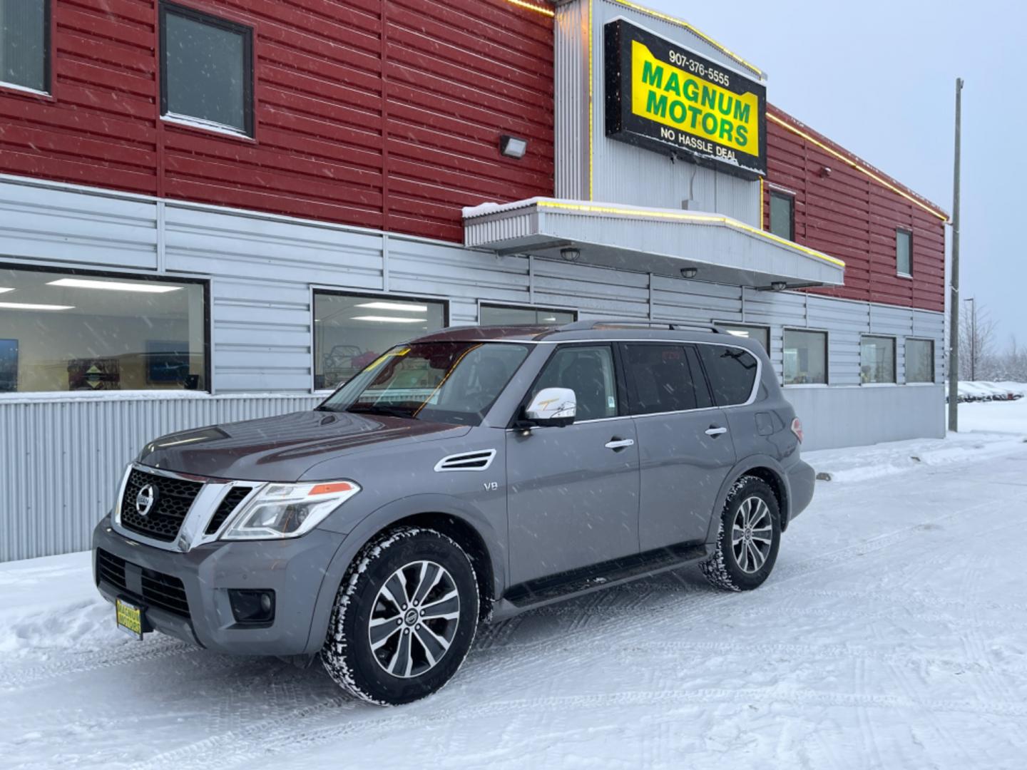 2020 Gray /black leather Nissan Armada SL AWD (JN8AY2NCXL9) with an 5.6L V8 DOHC 32V engine, 7A transmission, located at 1960 Industrial Drive, Wasilla, 99654, (907) 274-2277, 61.573475, -149.400146 - Photo#0